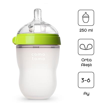Comotomo Antikolik Silikon Biberon 250 Ml 3-6 Ay Yeşil