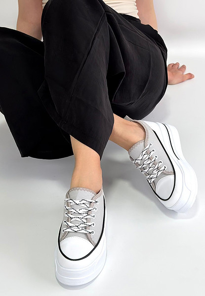 Dalen Gri Keten Bağcıklı Spor Ayakkabı