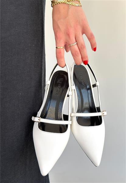 Darina Beyaz Cilt Topuklu Ayakkabı