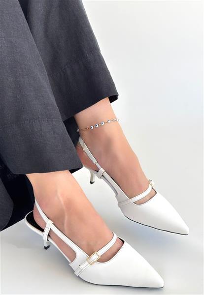 Darina Beyaz Cilt Topuklu Ayakkabı