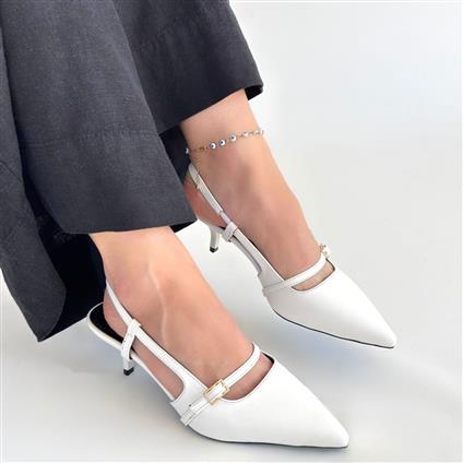 Darina Beyaz Cilt Topuklu Ayakkabı