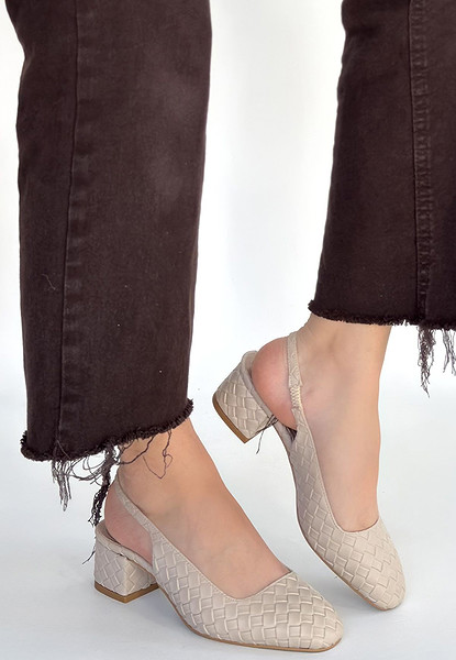 Dier Bej Cilt Topuklu Ayakkabı