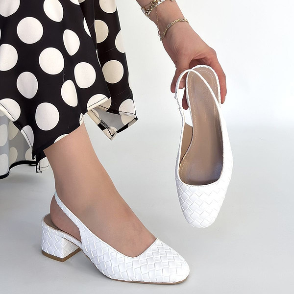 Dier Beyaz Cilt Topuklu Ayakkabı