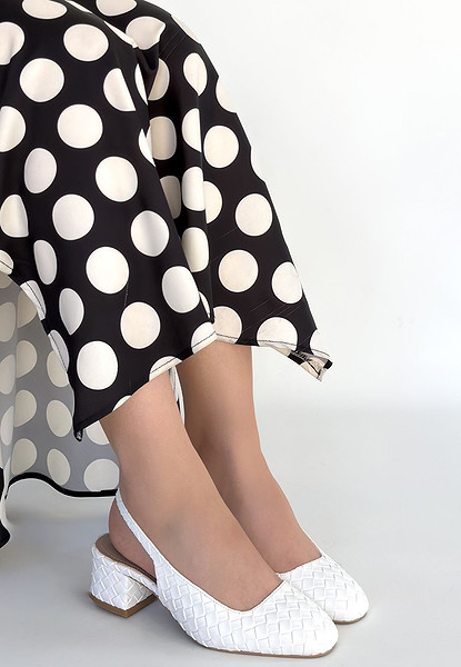 Dier Beyaz Cilt Topuklu Ayakkabı