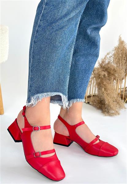 Doran Kırmızı Cilt Topuklu Ayakkabı