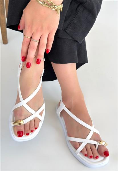 Enjali Beyaz Cilt Sandalet