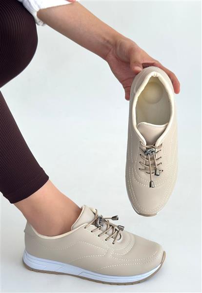 Finna Bej Cilt Bağcıklı Spor Ayakkabı