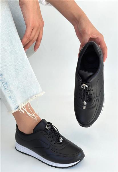 Finna Siyah Cilt Bağcıklı Spor Ayakkabı