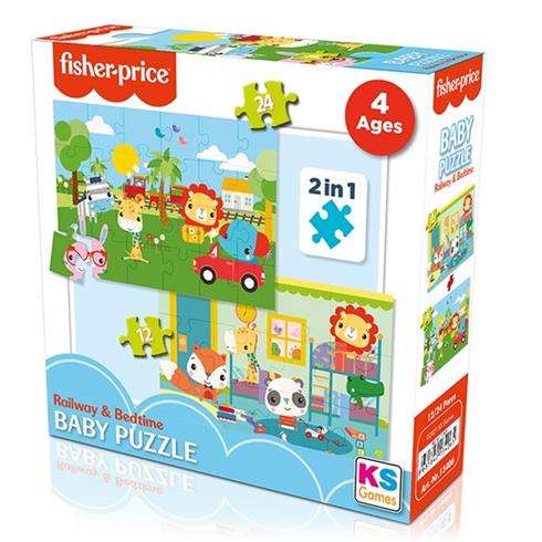 13406 KS Fisher-Price Baby Puzzle - Railway & Bedtime / 12+24 Parça Puzzle / +4 Yaş