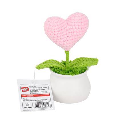 FL-7 12Lİ Kroşe Örgü Saksıda Kalp -Birliktoys
