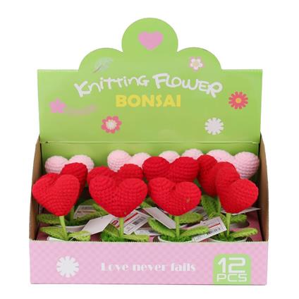 FL-7 12Lİ Kroşe Örgü Saksıda Kalp -Birliktoys