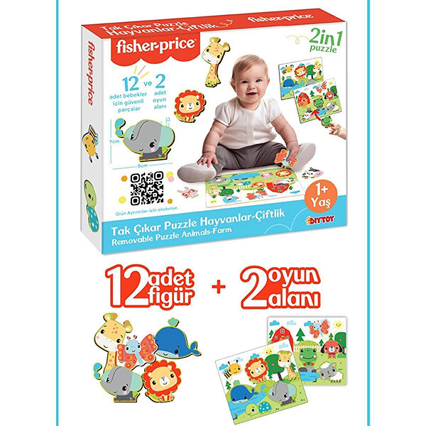 FP2755 Fısher Prıce Tak Çıkar Puzzle Hayvanlar