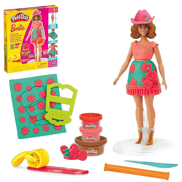 G1360 Play-Doh Barbie Çiçek Desenleri Ve Püsküller Hamur Oyun Seti +3 Yaş