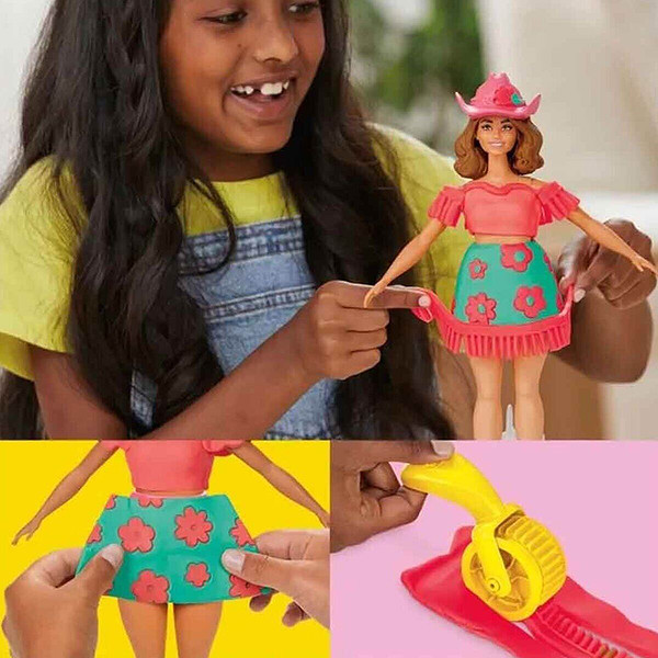 G1360 Play-Doh Barbie Çiçek Desenleri Ve Püsküller Hamur Oyun Seti +3 Yaş