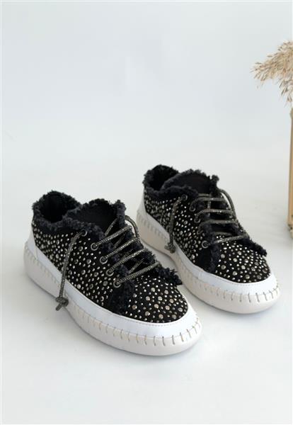 Guji Siyah Kot Bağcıklı Spor Ayakkabı