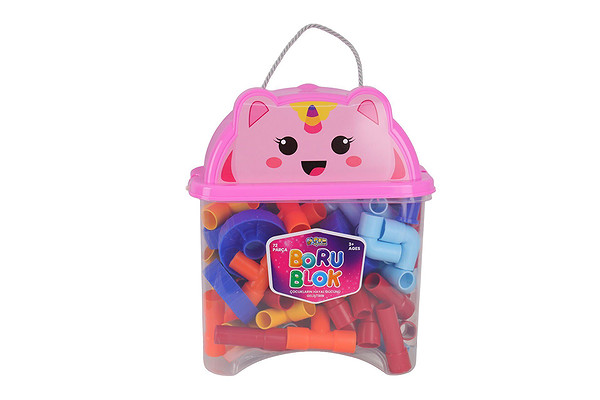 HC1044 Hayvan Figürü Kapaklı Kapta 72 Parça Boru Blok