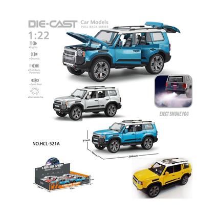 Hcl-521A Çek Bırak 1:22 Sesli Ve Işıklı Buharlı Metal Jeep