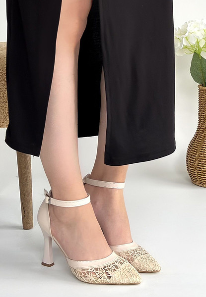 Hejja Bej Cilt Tül Detaylı Topuklu Ayakkabı