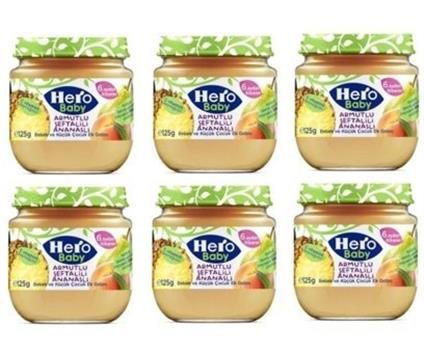Hero Baby Armutlu Şeftalili Ananaslı Kavonoz Mama 120 Gr