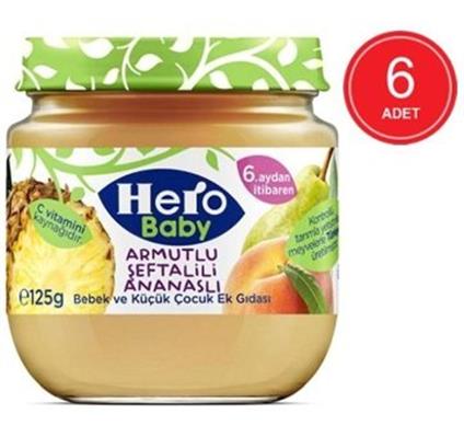 Hero Baby Armutlu Şeftalili Ananaslı Kavonoz Mama 120 Gr