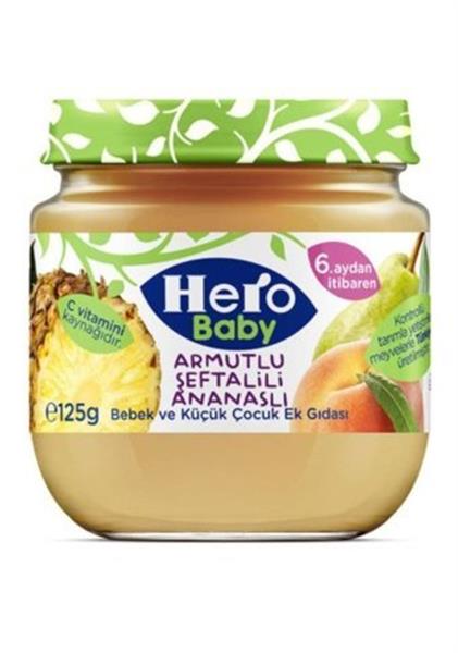 Hero Baby Armutlu Şeftalili Ananaslı Kavonoz Mama 120 Gr