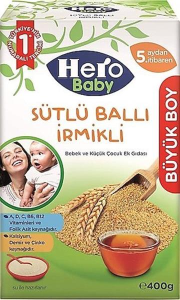 Hero Baby Sütlü İrmikli Ballı Ekonomik Paket Kaşık Mama 400 Gr