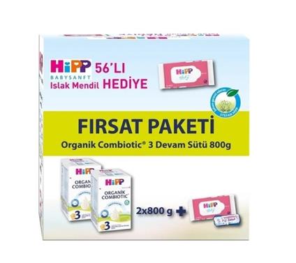 Hipp 3 Organik Combiotic Bebek Sütü 800 Gr X2 Islak Mendil Hediyeli