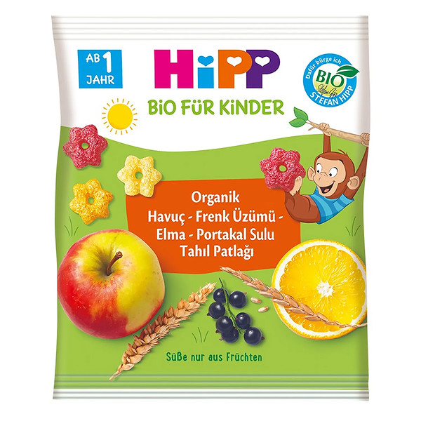 Hipp Organik Havuç Frenk Üzümü Elma Portakal Sulu Tahıl Patlağı 30 Gr