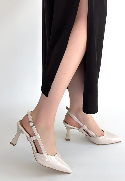 Hoost Bej Rugan Topuklu Ayakkabı