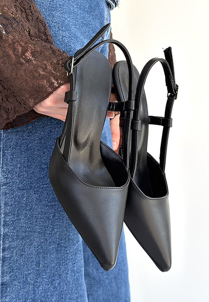 Hoost Siyah Cilt Topuklu Ayakkabı