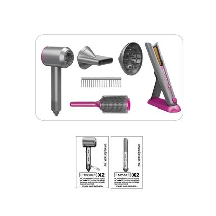 Hua-1019 Sesli Ve Işıklı 2IN1 Lüks Saç Şekillendirici Set -Vardem Oyuncak