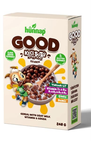 Hünnap Keçi Sütlü Kakao Ve Vitamin Tahıllı Glutensiz Gevrek 240 Gr