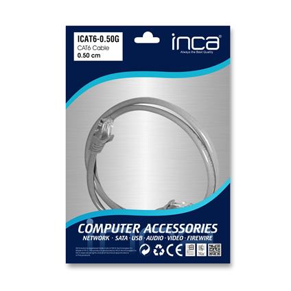Inca Icat6-0,50G 0,50MT 24Awg Cat6 Utp Patch Kablo Gri