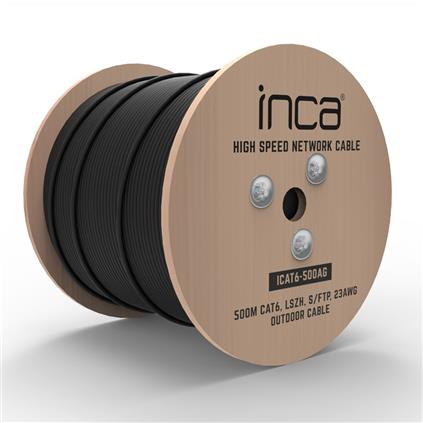 Inca Icat6-500AG Outdoor S/Ftp 23 Awg Lszh Network Cable 500 M Siyah