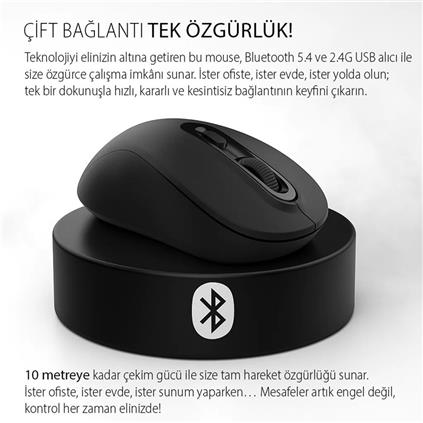 Inca Iwm-288T  Bluetooth + Wıreless Ergonomıc Desıgn Sılent  Mouse