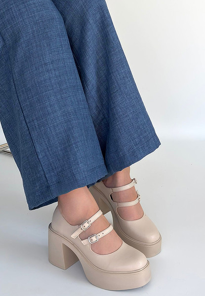 Jarlo Bej Cilt Dolgu Topuk Ayakkabı
