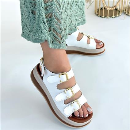 Jatay Beyaz Cilt Sandalet