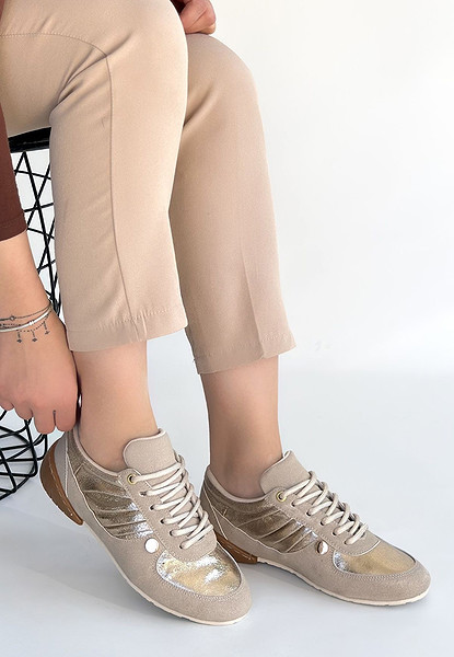 Jawen Bej Nubuk Gold Detaylı Spor Ayakkabı