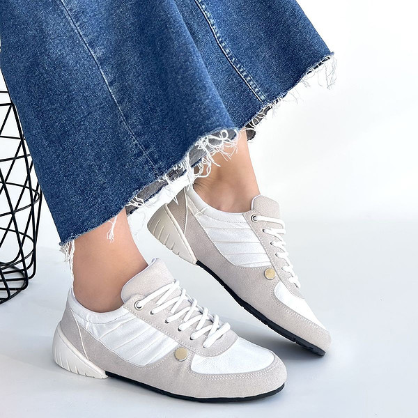 Jawen Gri Nubuk Beyaz Detaylı Spor Ayakkabı