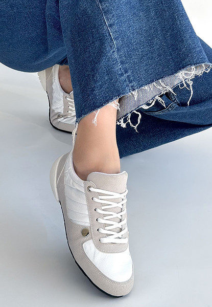 Jawen Gri Nubuk Beyaz Detaylı Spor Ayakkabı