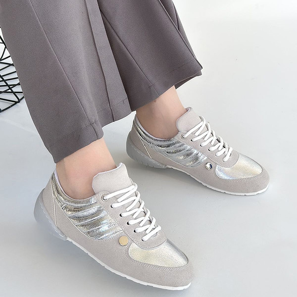 Jawen Gri Nubuk Gümüş Detaylı Spor Ayakkabı