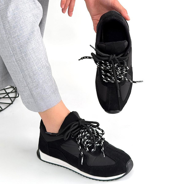 Jeat Siyah Nubuk Bağcıklı Spor Ayakkabı