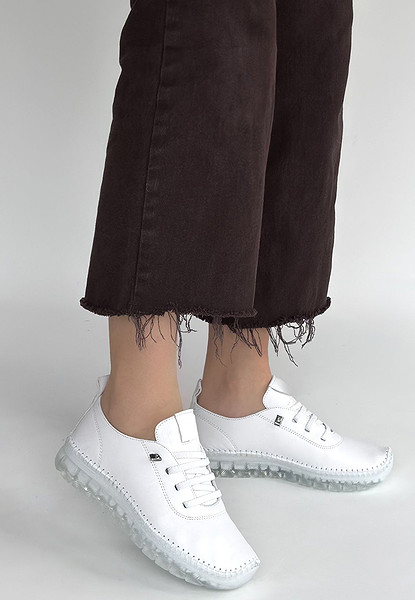 Jiten Beyaz Deri Bağcıklı Spor Ayakkabı