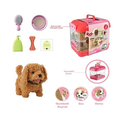 Jnd-6806 Hareketli Köpek Ve Işıklı Sesli Şeffaf Kafes Seti -Vardem Oyuncak