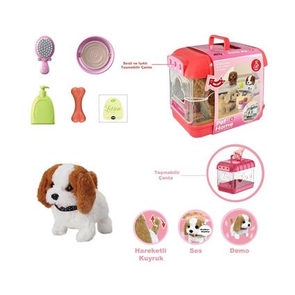 Jnd-6806 Hareketli Köpek Ve Işıklı Sesli Şeffaf Kafes Seti -Vardem Oyuncak
