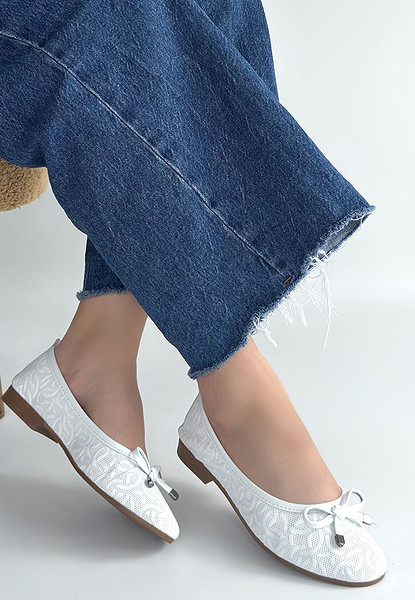 Jnues Beyaz Deri Babet Ayakkabı