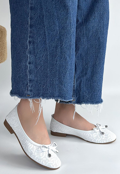 Jnues Beyaz Deri Babet Ayakkabı