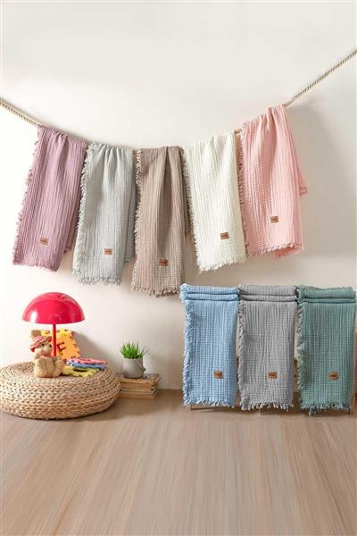 Kanz Bebek 4 Kat Müslin Örtü Knz-027 Gül Kurusu