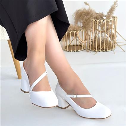 Kier Beyaz Cilt Topuklu Ayakkabı