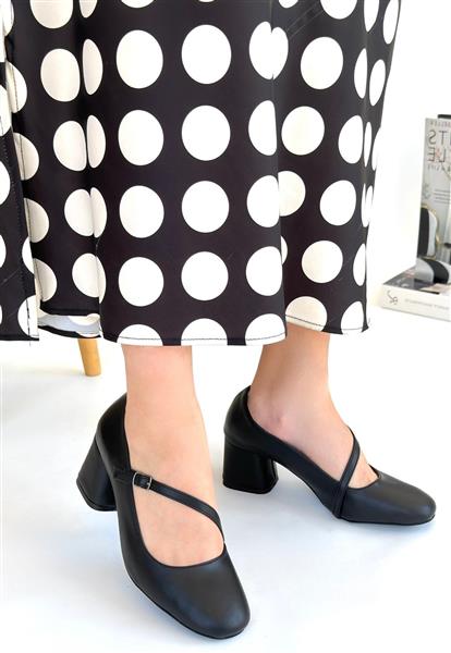 Kier Siyah Cilt Topuklu Ayakkabı